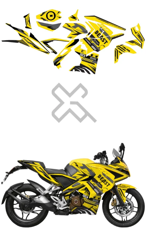 Beast Edition Full Body Sticker Compatible with Pulsar RS 200 | Made in Premium Gloss Vinyl with FPF (Fade Protection Film), Waterproof, Precut Sticker, Pack Of 1 Compatible with Both Side